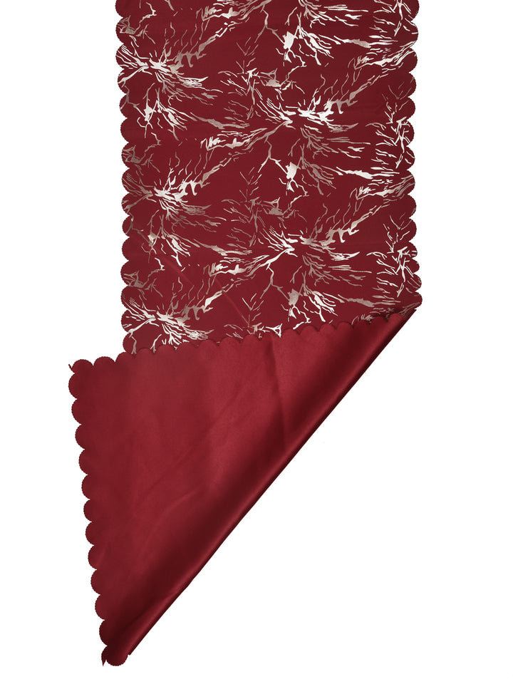 Table Runner; 15x72 Inches; Abstract Print On Maroon