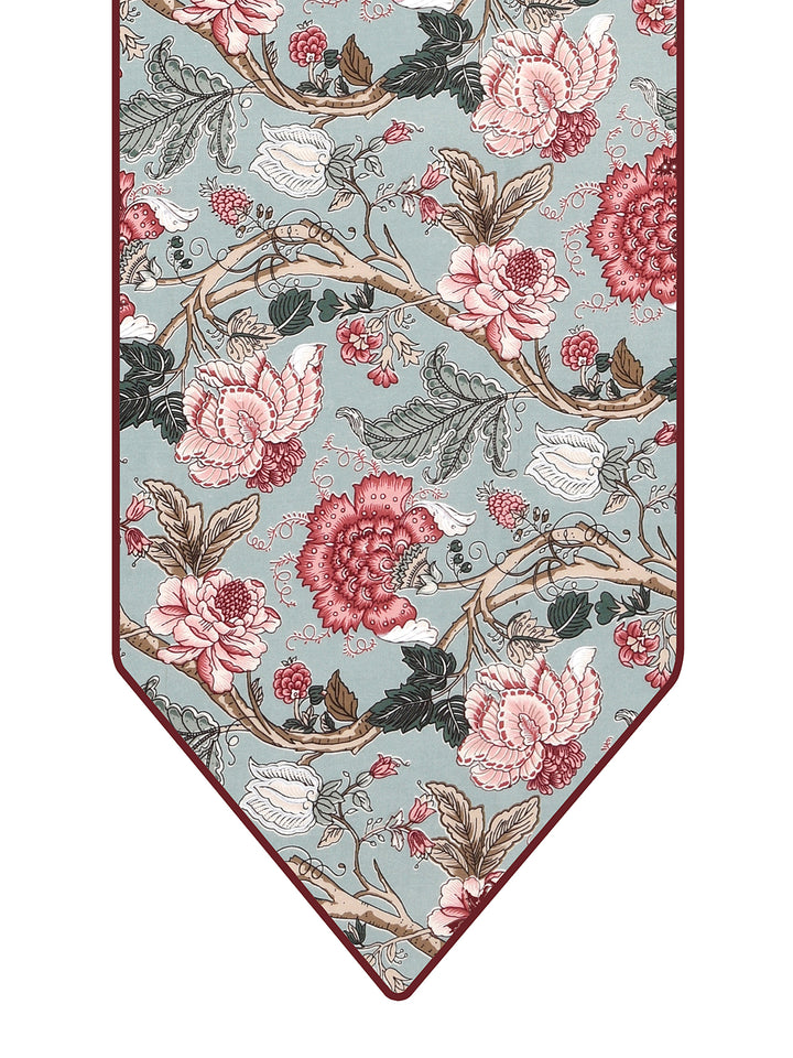 Table Runner; 14x72 Inches; Pink Maroon Flowers