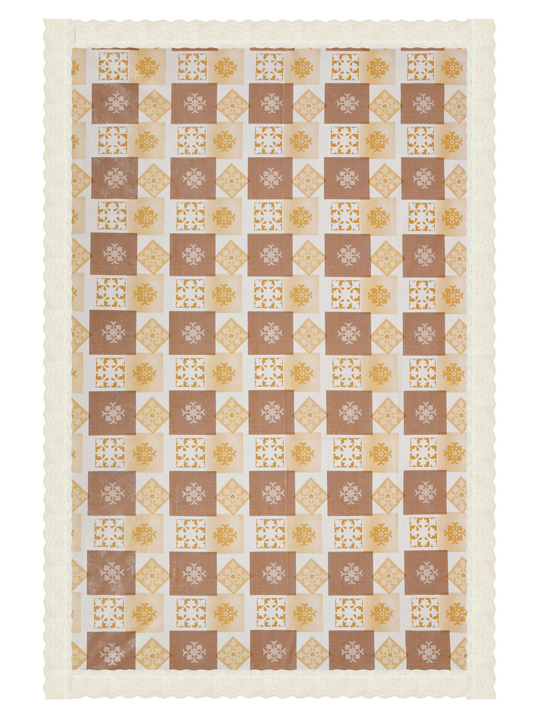 Centre Table Cover; 40x60 Inches; PVC; Anti Slip; Brown & Yellow Checks