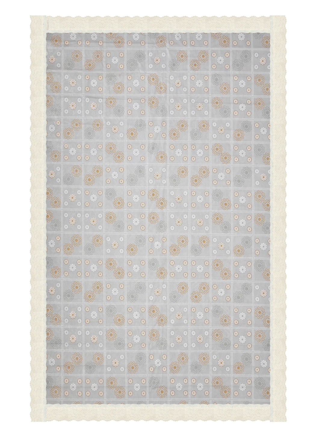 Centre Table Cover; 40x60 Inches; PVC; Anti Slip; Golden On Grey