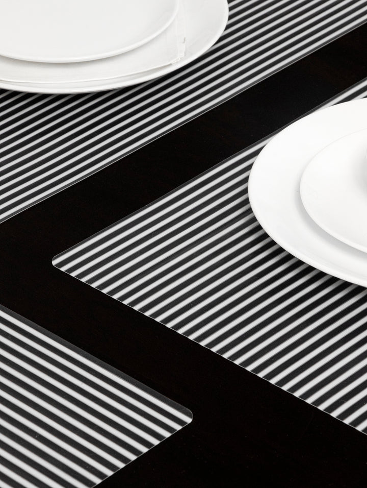PVC Table Mats, Kitchen & Dining Placement; Set of 6 Pcs; Color - White Stripes