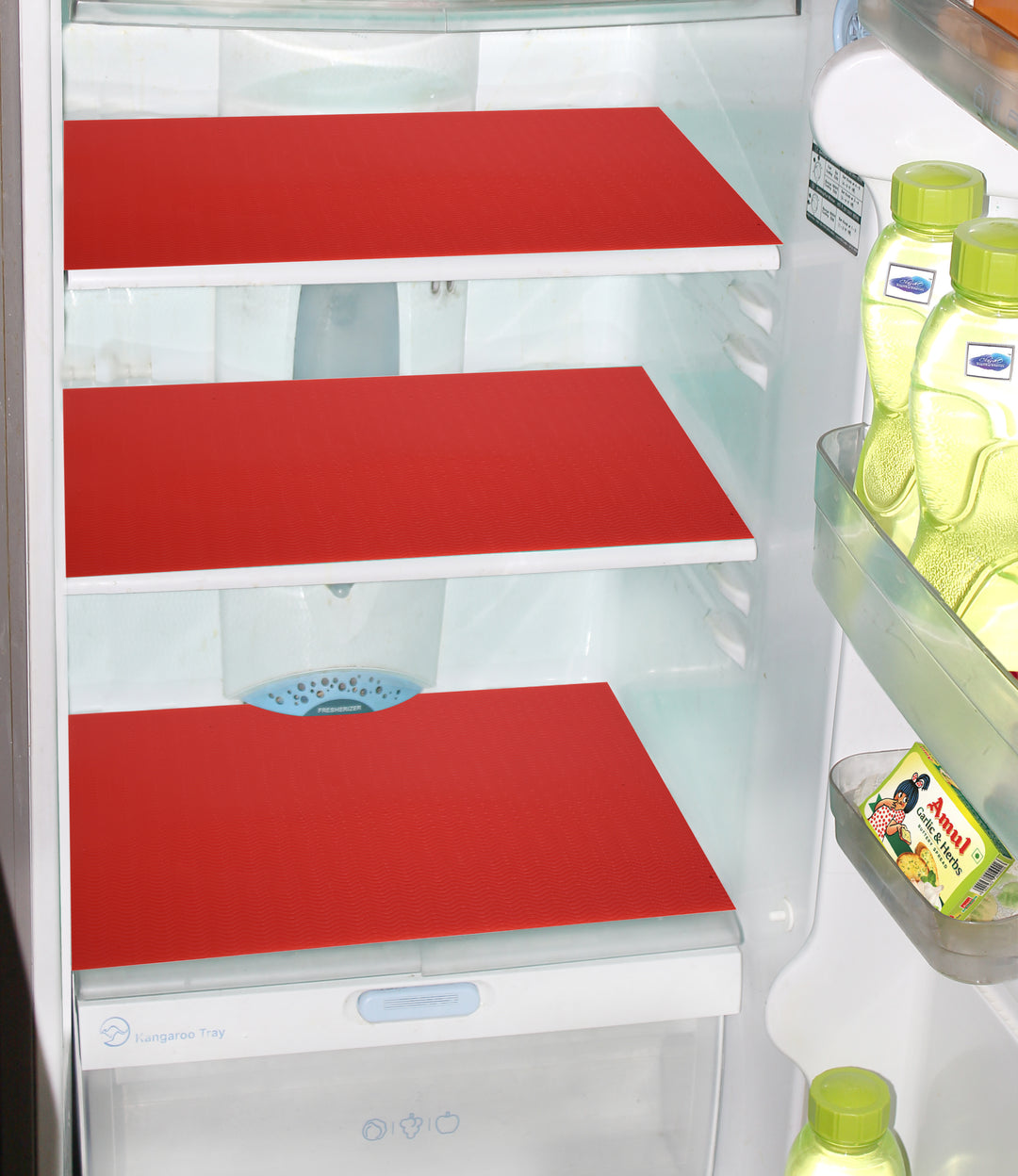 Refrigerator Drawer Mats / Fridge Mats Pack of 6 Pcs; Color - Red