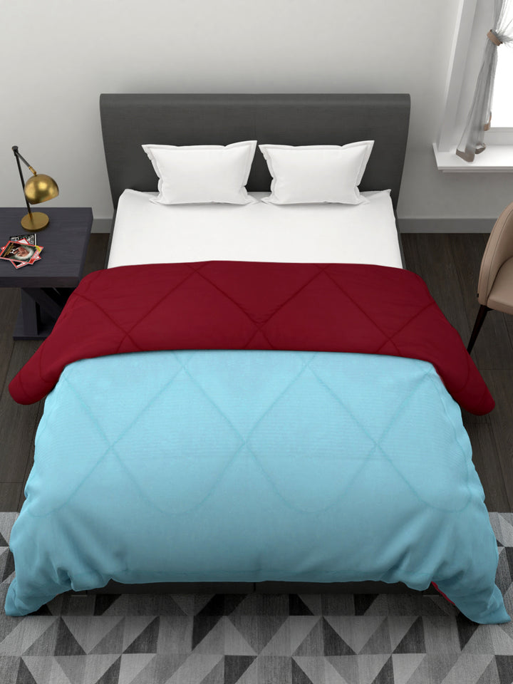 Reversible Double Bed King Size Comforter; 90x100 Inches; Aqua & Maroon