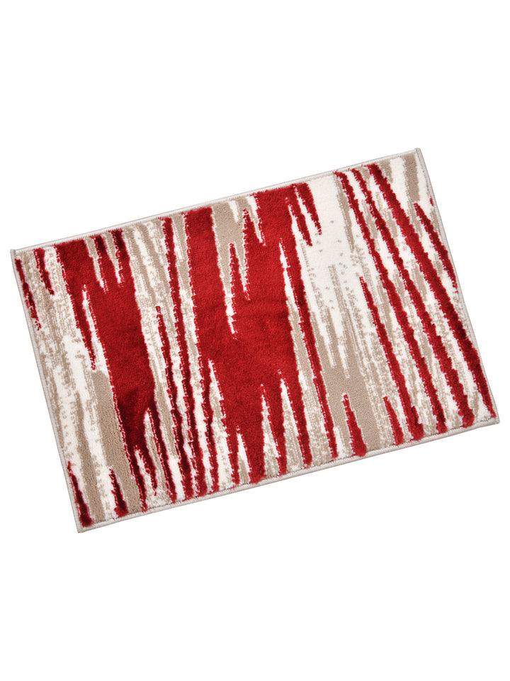 Doormat With Anti Skid Backing; 16x24 Inches; Maroon Beige Stripes