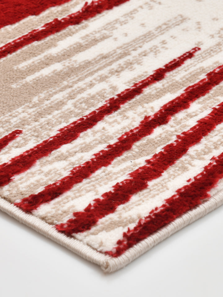 Doormat With Anti Skid Backing; 16x24 Inches; Maroon Beige Stripes