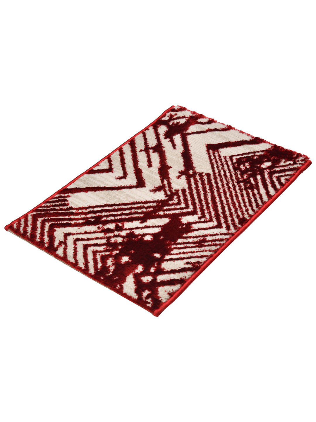 Doormat With Anti Skid Backing; 16x24 Inches; Maroon Beige Abstract