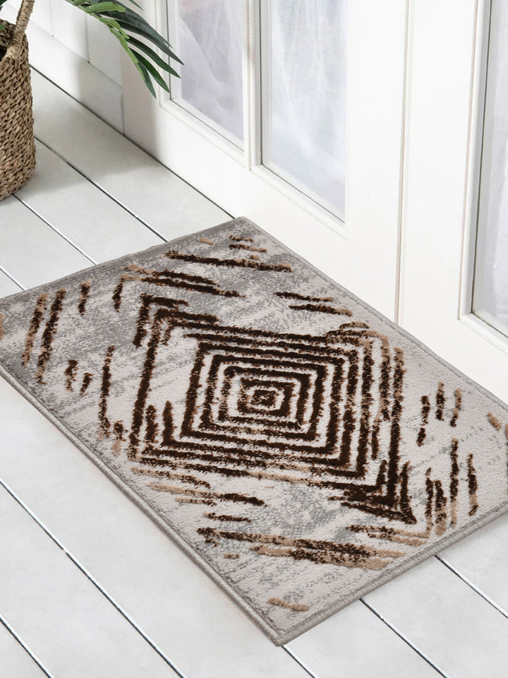 Doormat With Anti Skid Backing; 16x24 Inches; Grey Brown Abstract