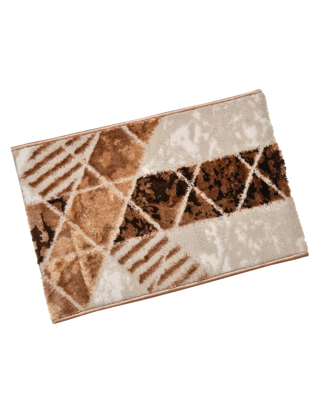 Doormat With Anti Skid Backing; 16x24 Inches; Brown Beige Geometric