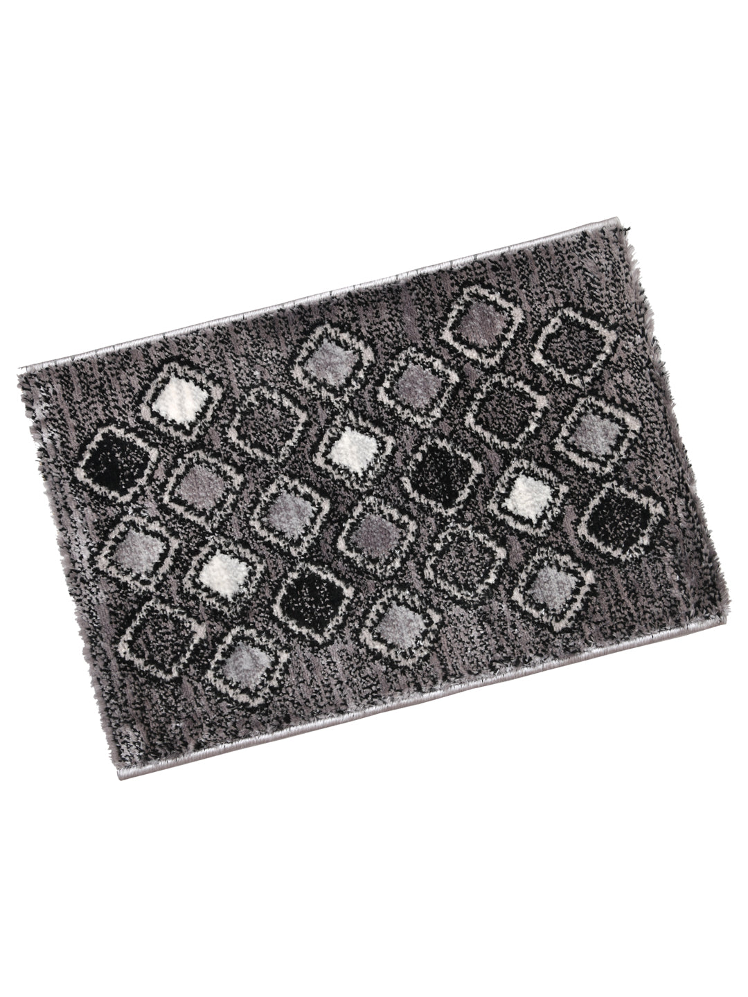 Doormat With Anti Skid Backing; 16x24 Inches; Black Grey Geometric