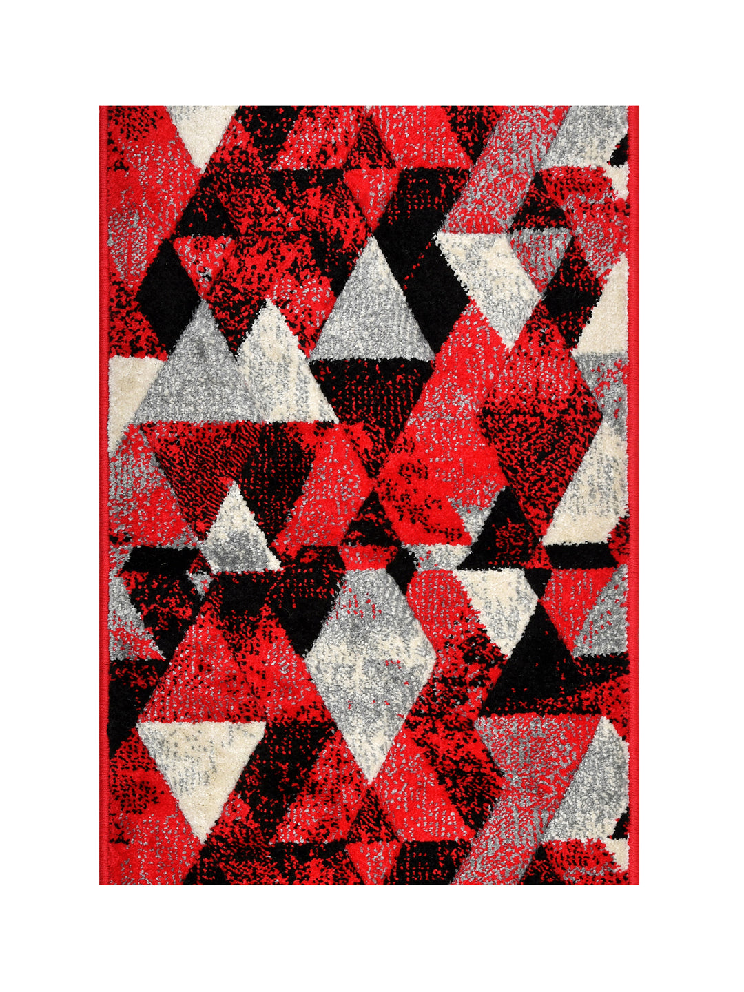 Doormat With Anti Skid Backing; 16x24 Inches; Red Black Triangles