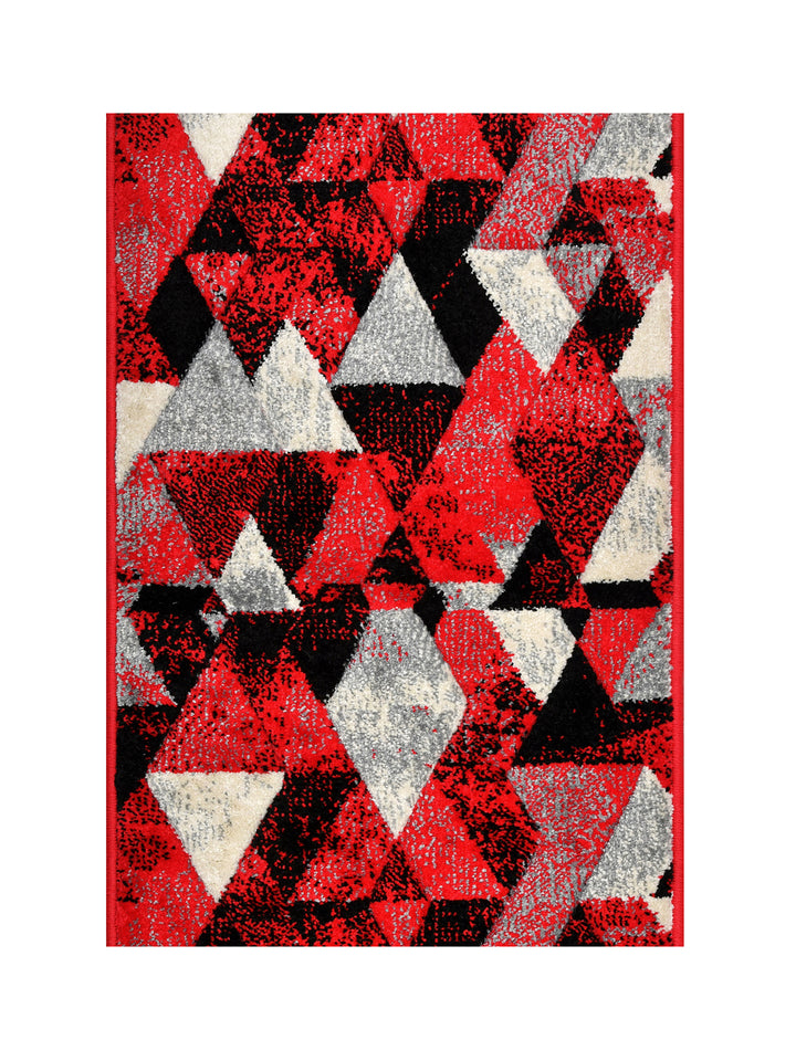 Doormat With Anti Skid Backing; 16x24 Inches; Red Black Triangles