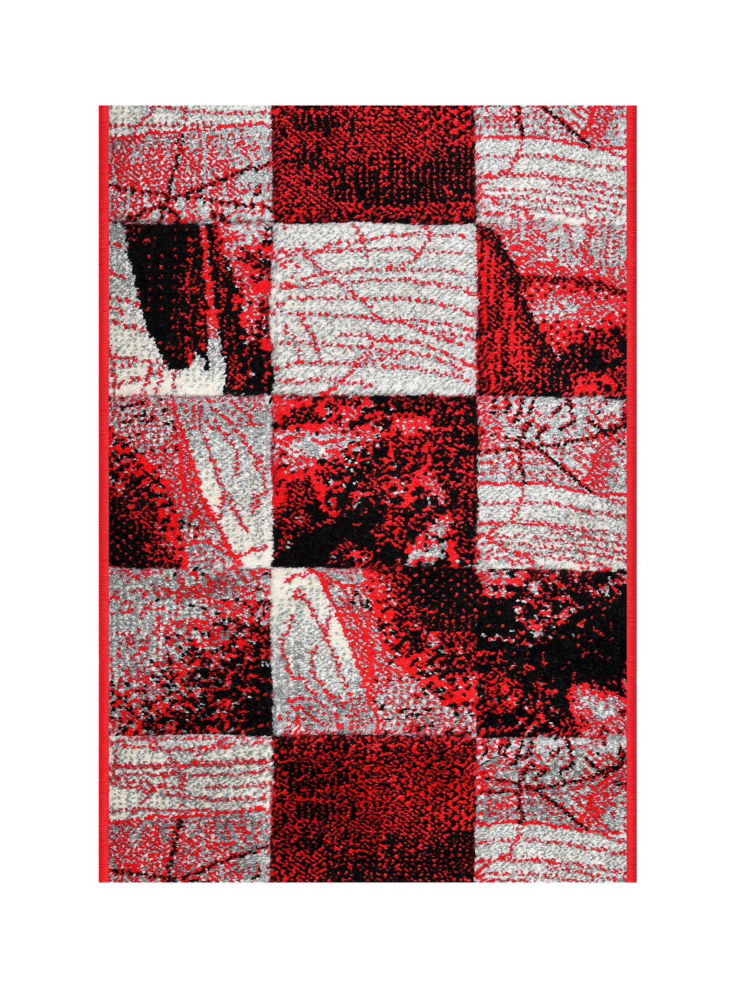 Doormat With Anti Skid Backing; 16x24 Inches; Red Grey Squares