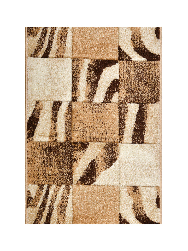 Doormat With Anti Skid Backing; 16x24 Inches; Beige Brown Squares