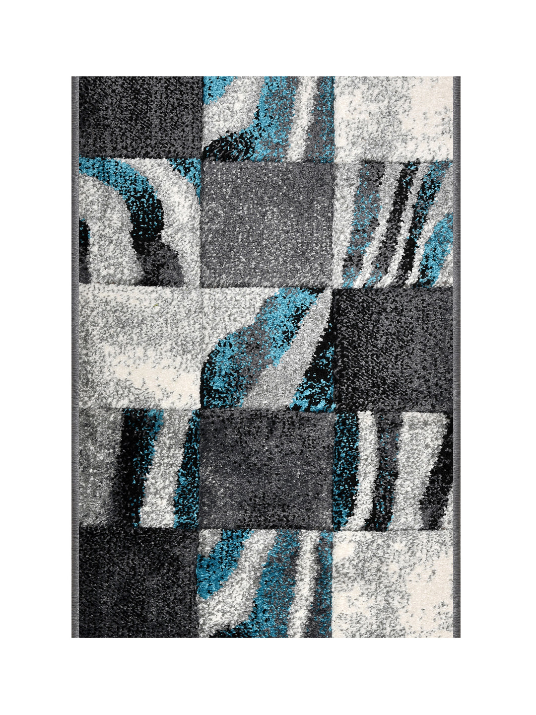 Doormat With Anti Skid Backing; 16x24 Inches; Grey Blue Squares