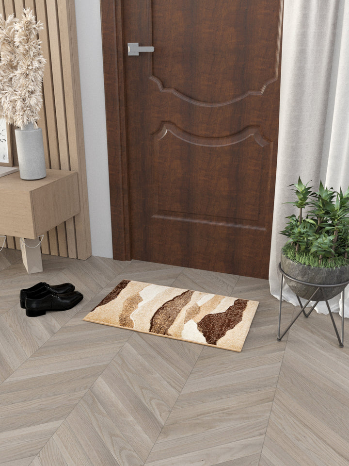 Doormat With Anti Skid Backing; 16x24 Inches; Brown Beige Abstact