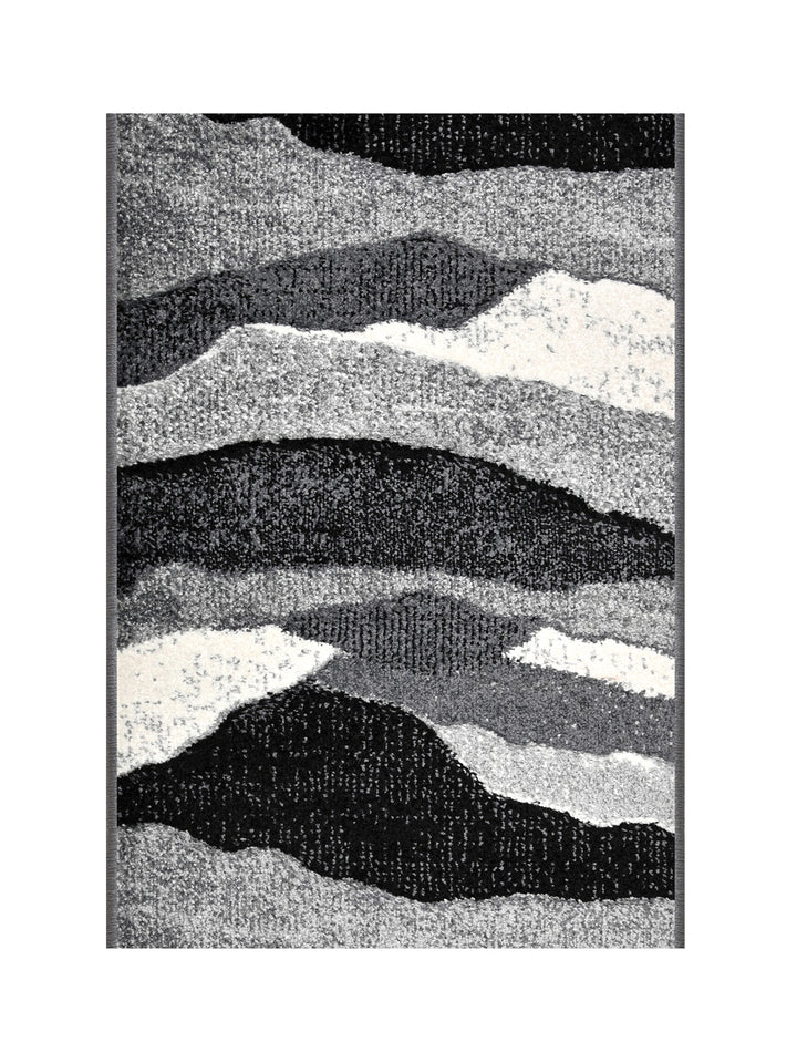 Doormat With Anti Skid Backing; 16x24 Inches; Grey Black Abstract