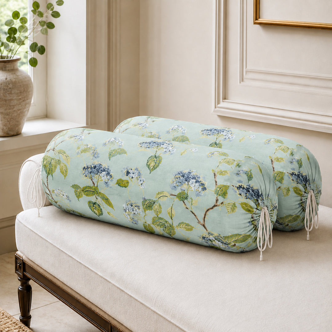 Cotton Bolster Covers Set of 2, Morning Mist, Standard Size