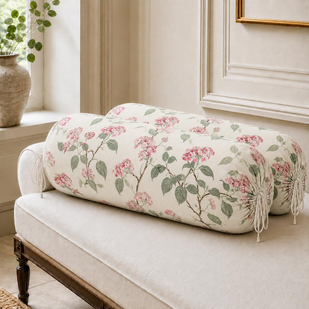 Cotton Bolster Covers Set of 2, Blush Ivory, Standard Size