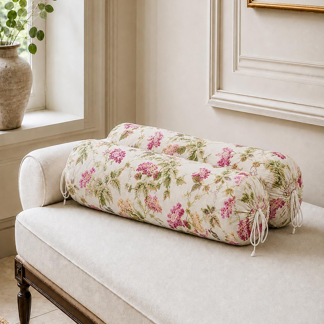 Cotton Bolster Covers Set of 2, Spring Sonata, Standard Size