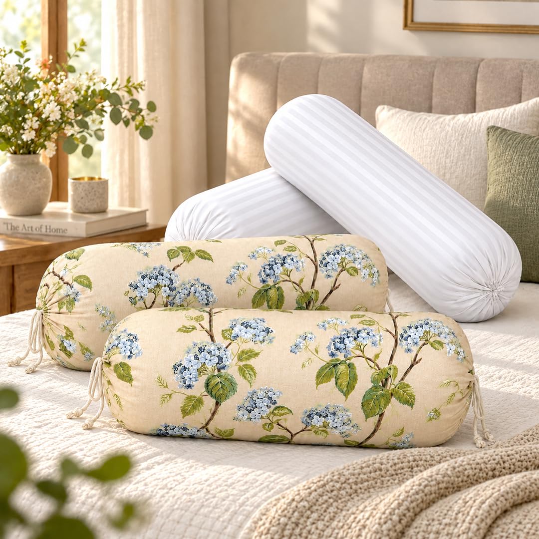 Bolster Covers with Fillers, 2 Covers and 2 Fillers, Champagne Garden