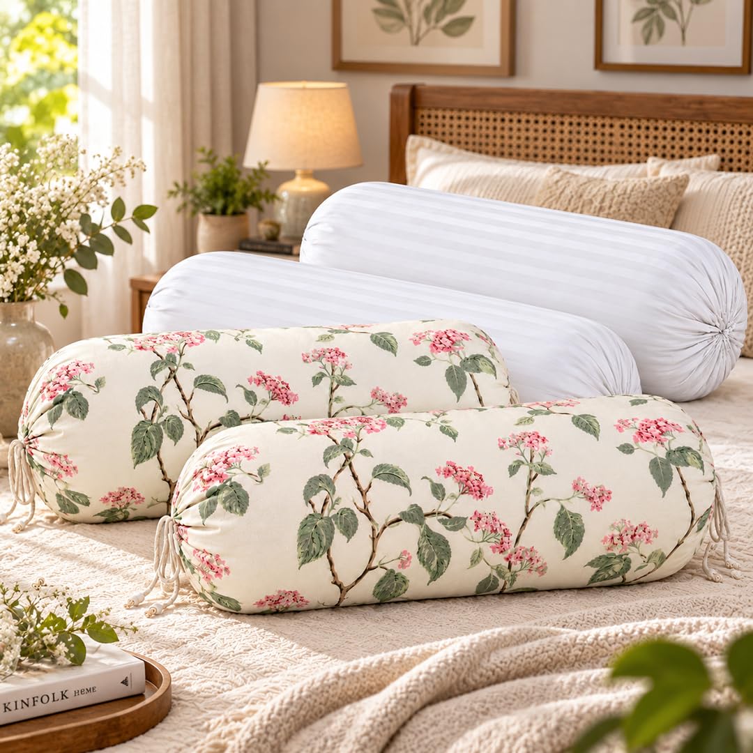 Bolster Covers with Fillers, 2 Covers and 2 Fillers, Blush Ivory