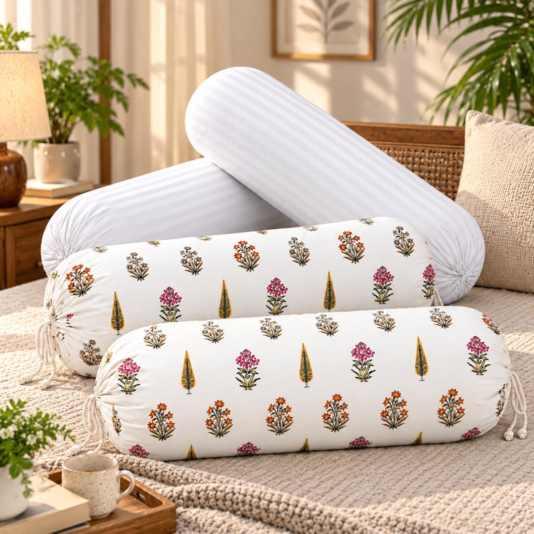 Bolster Covers with Fillers, 2 Covers and 2 Fillers, Amber Meadow