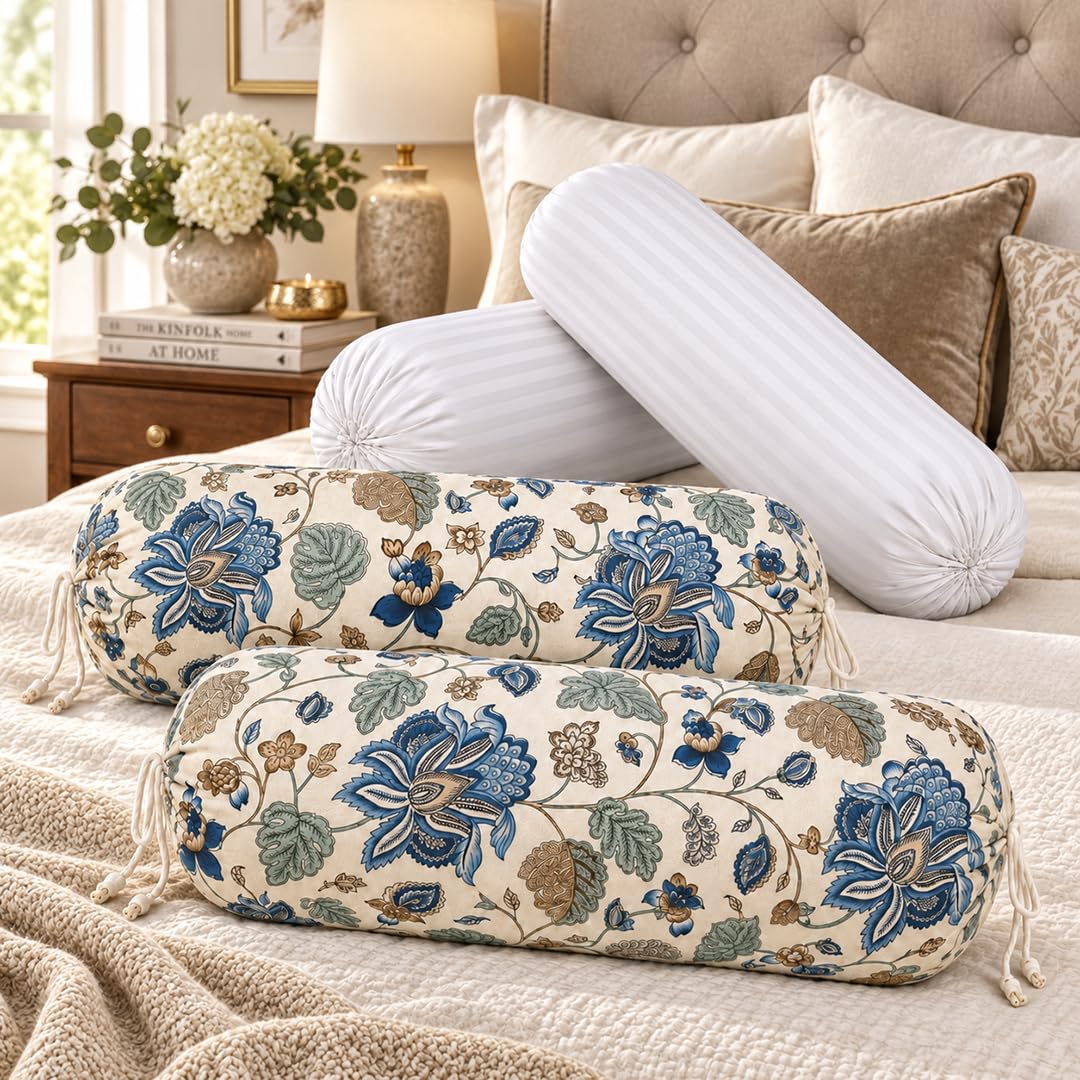 Bolster Covers with Fillers, 2 Covers and 2 Fillers, Azure Fern