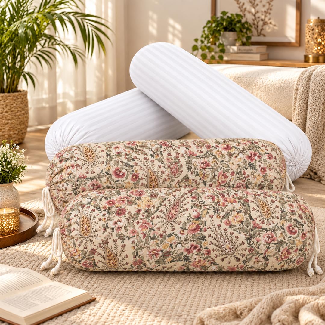 Bolster Covers with Fillers, 2 Covers and 2 Fillers, Petal Beige