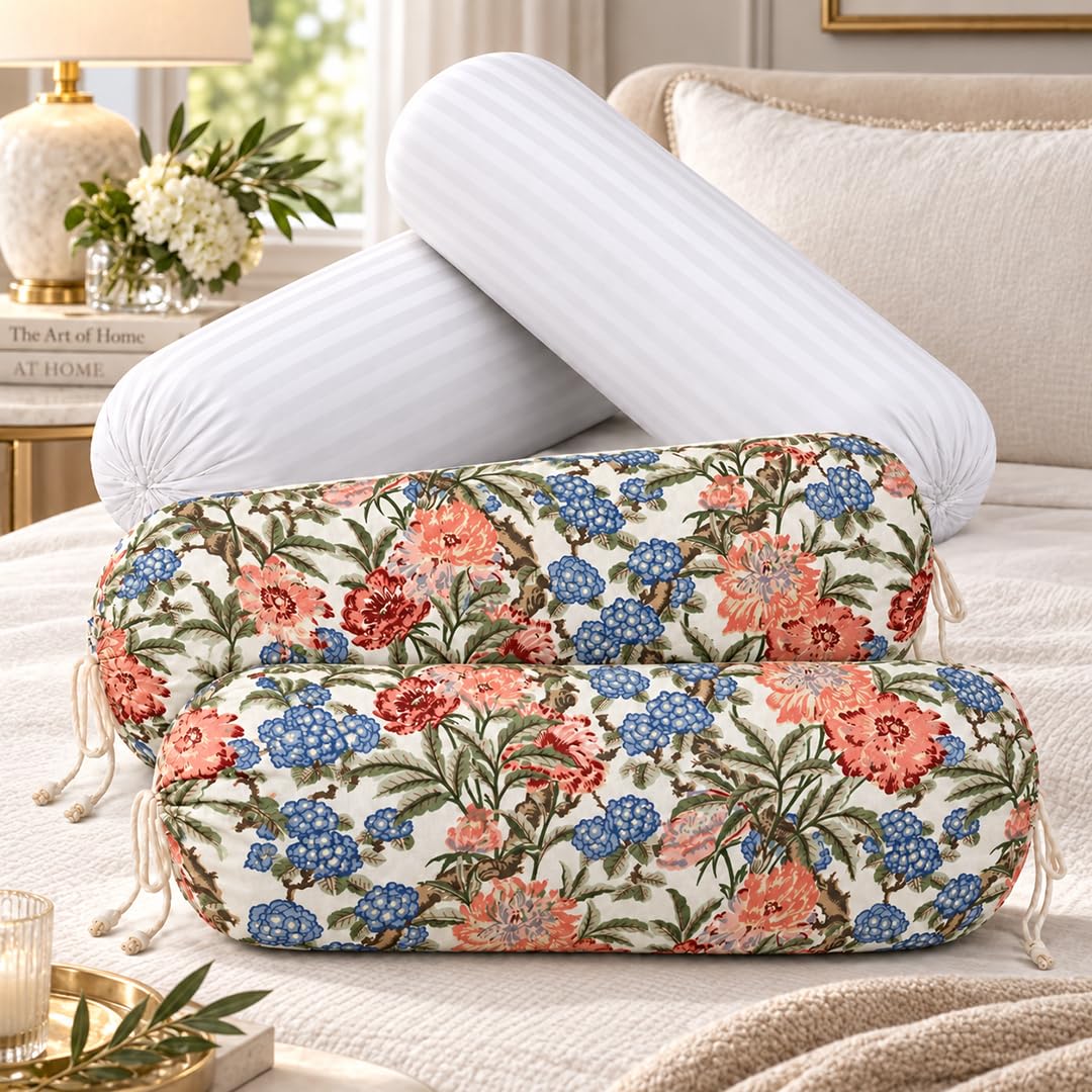 Bolster Covers with Fillers, 2 Covers and 2 Fillers, Coral Mist