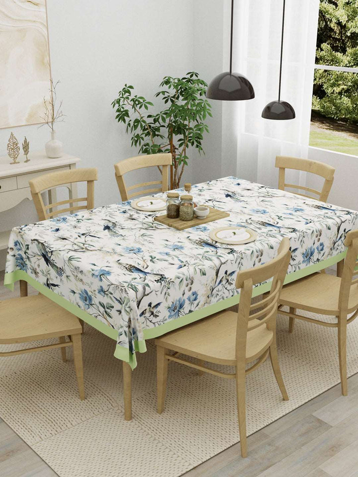 100% Cotton Table Cover; Blue & Green