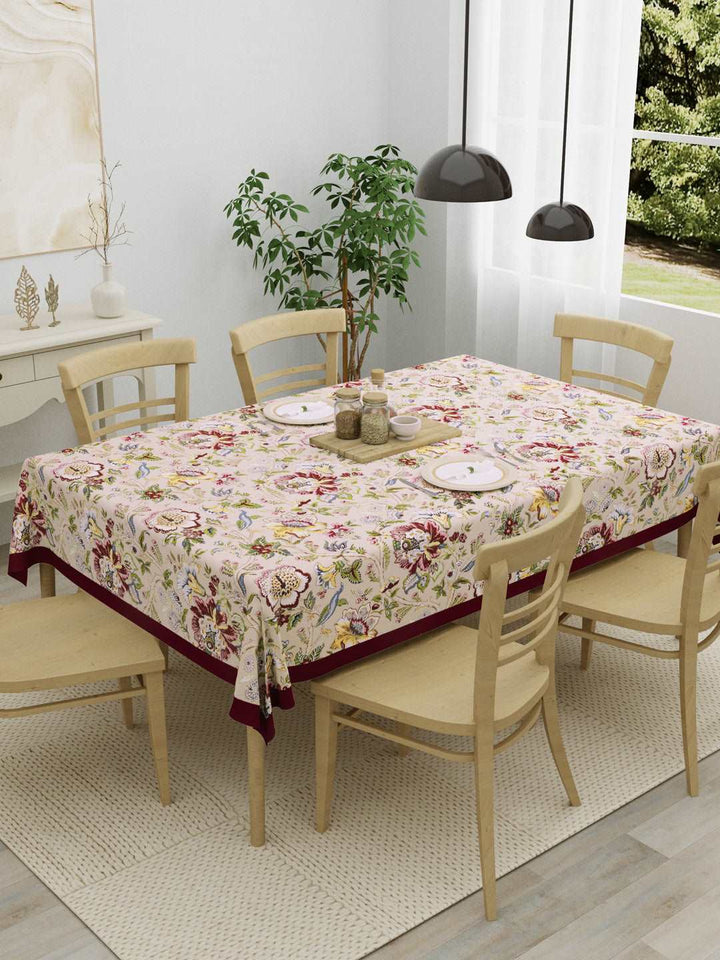 100% Cotton Table Cover; Multicolor Flowers