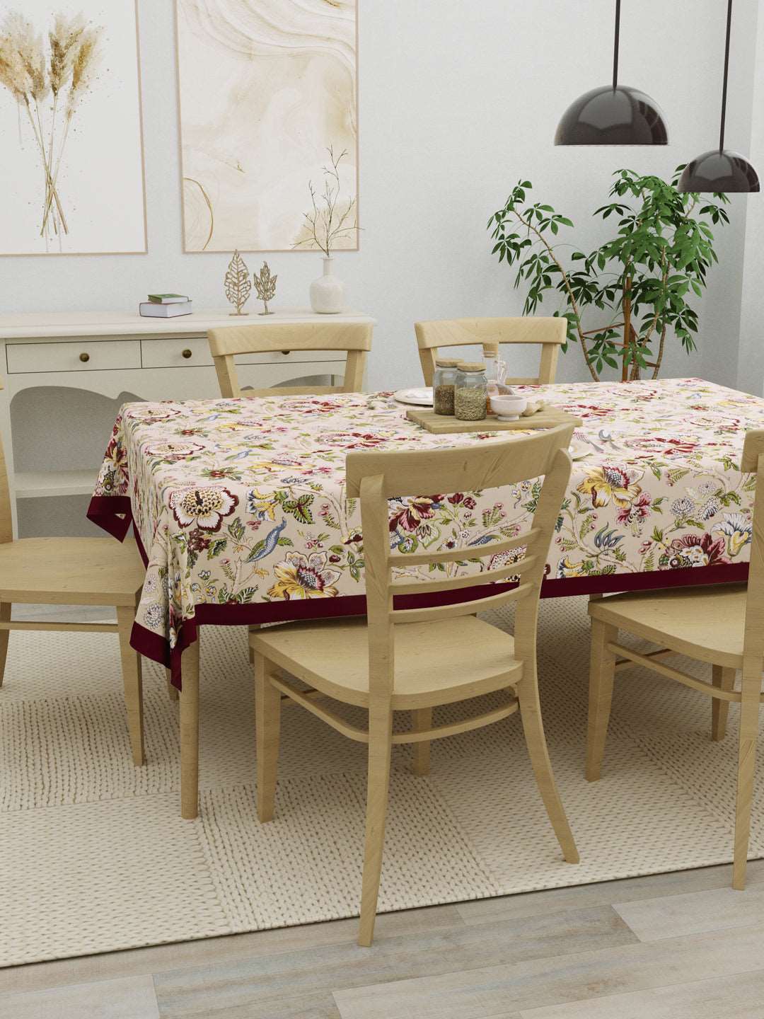100% Cotton Table Cover; Multicolor Flowers