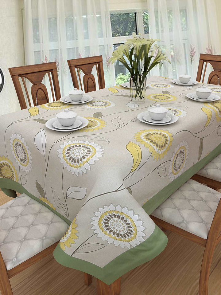 100% Cotton Table Cover 6 Seater, Yellow Sunflower