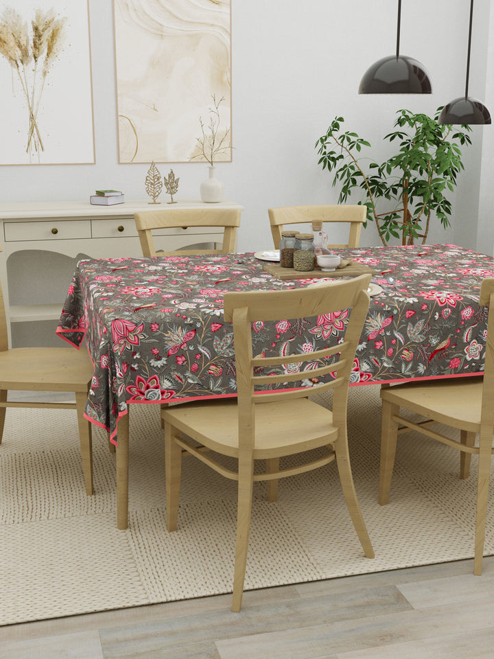 100% Cotton Table Cloth; Pink Flowers