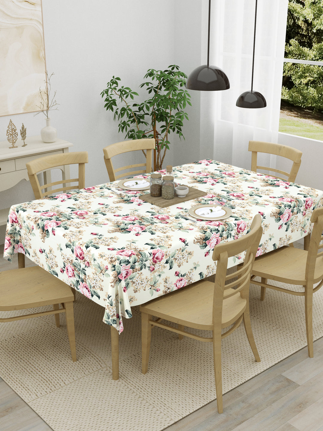 The Home Story 100% Cotton Table Cloth; Vivid Blossom