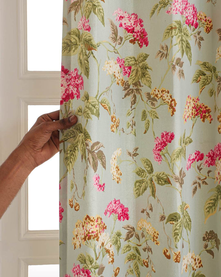 9 feet English garden floral long door drapes hanging to the floor