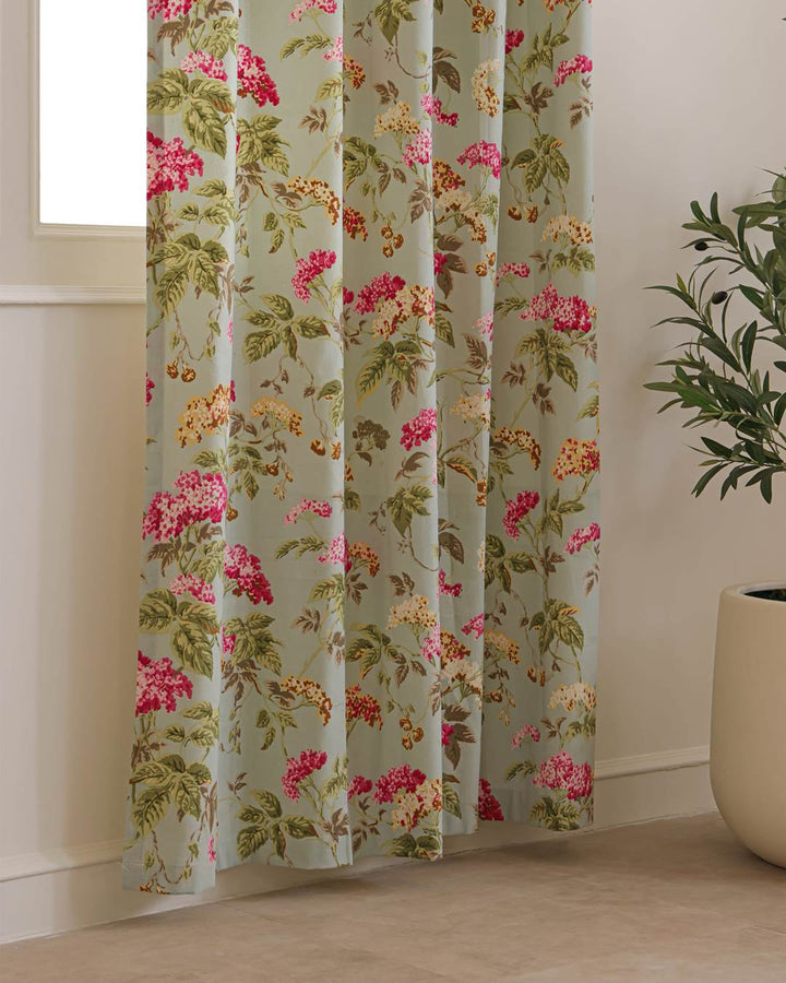 Hanging eyelets on 9 feet English garden floral long door curtains