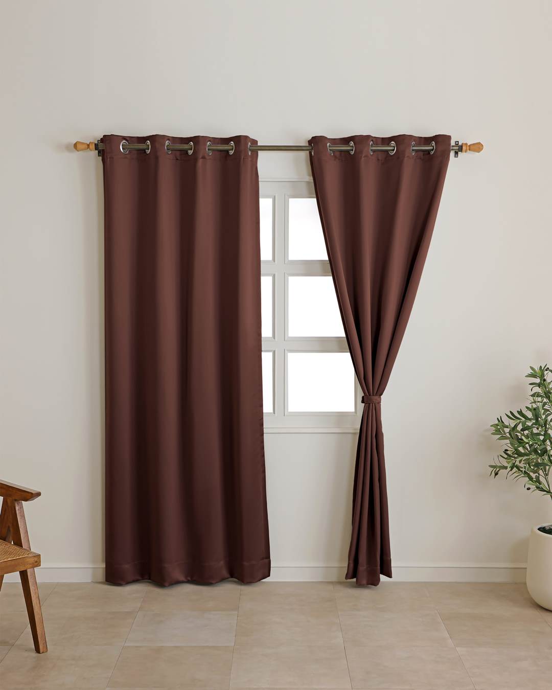Rich dark cocoa finish on 9 feet blackout curtain fabric