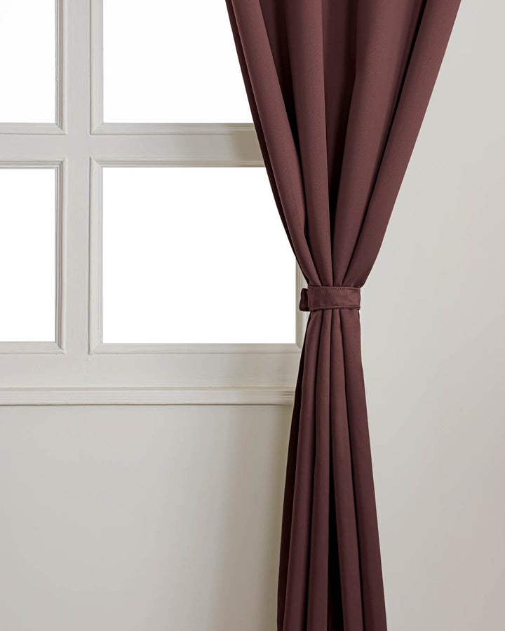 9 feet dark cocoa blackout long drapes blocking out harsh sunlight