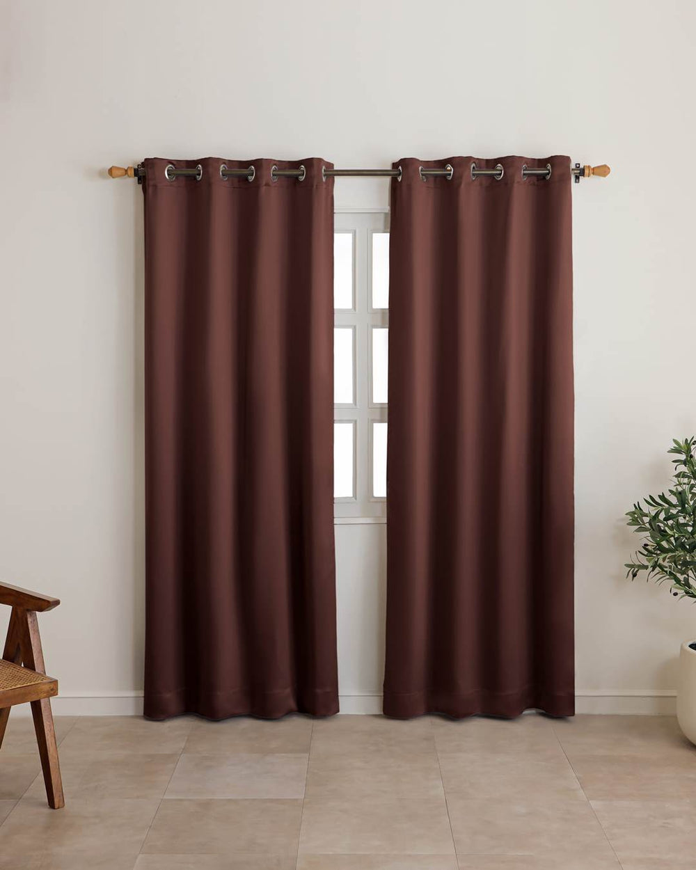 Thick insulating fabric of dark cocoa long door drapes