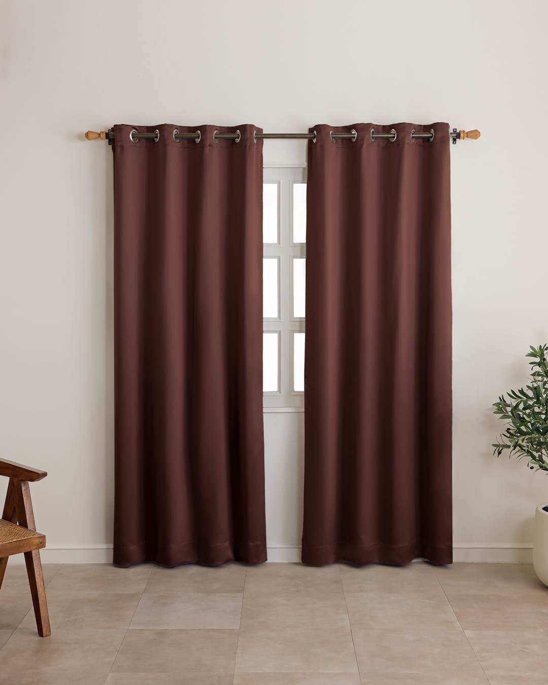 Thick insulating fabric of dark cocoa long door drapes