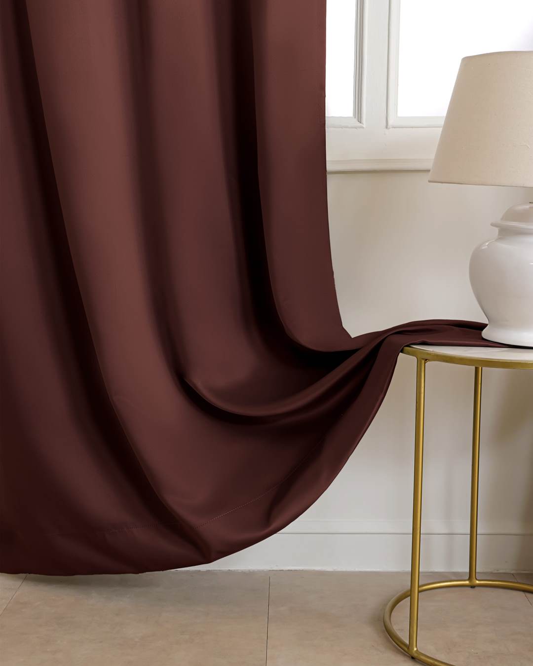 Espresso brown room darkening blackout long door curtains, 9 feet set of 2