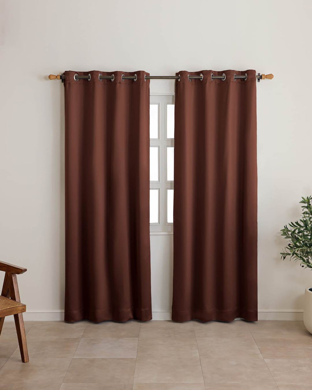 Heavyweight thermal fabric of espresso brown long door drapes