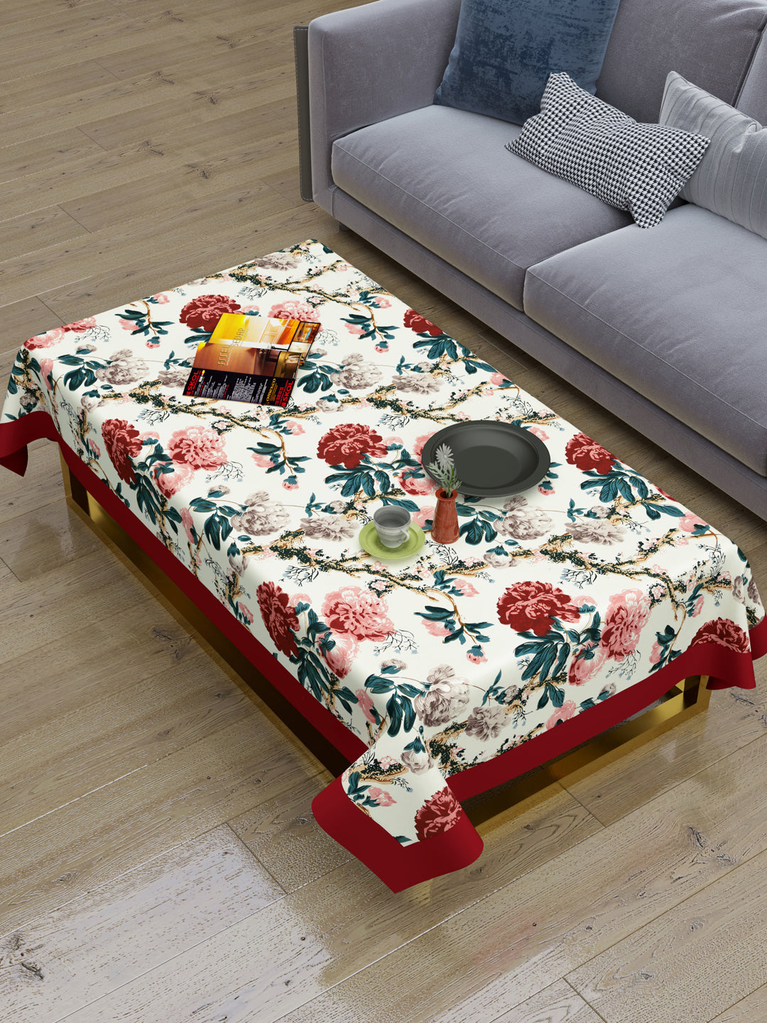 Cotton Centre Table Cover; 40x60 Inches; Rust