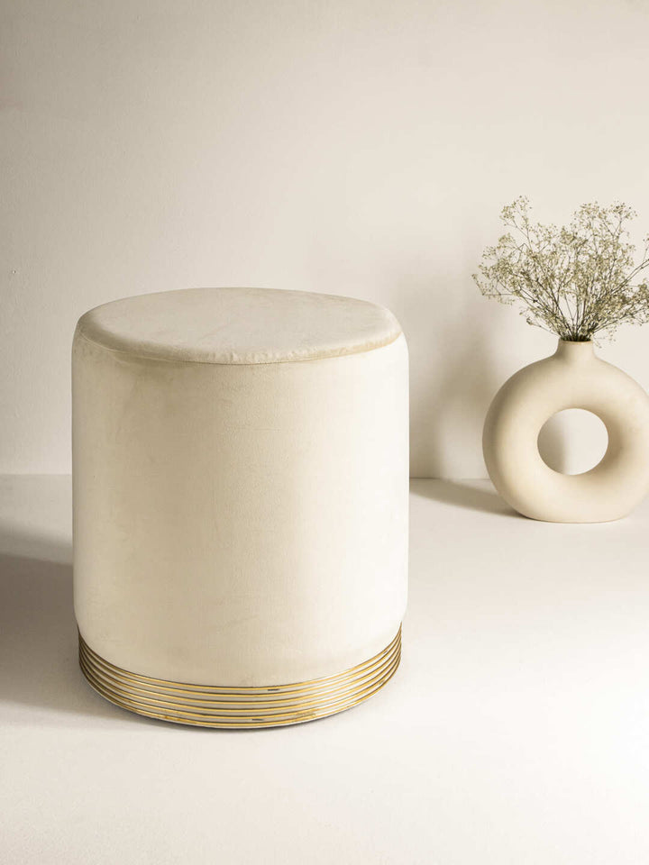 Light Cream Stool With Gold Rings