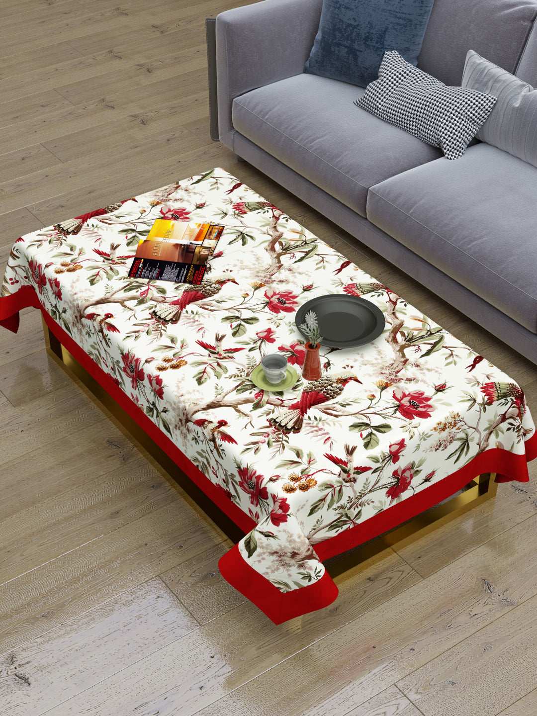 Cotton Centre Table Cover; 40x60 Inches; Red