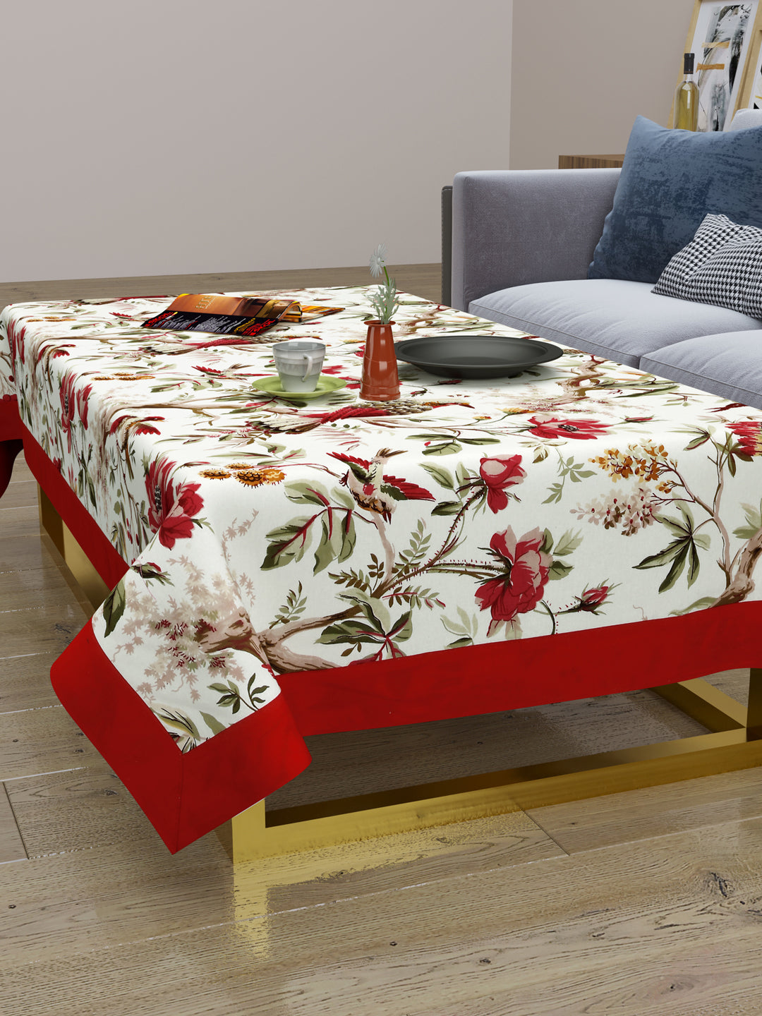 Cotton Centre Table Cover; 40x60 Inches; Red
