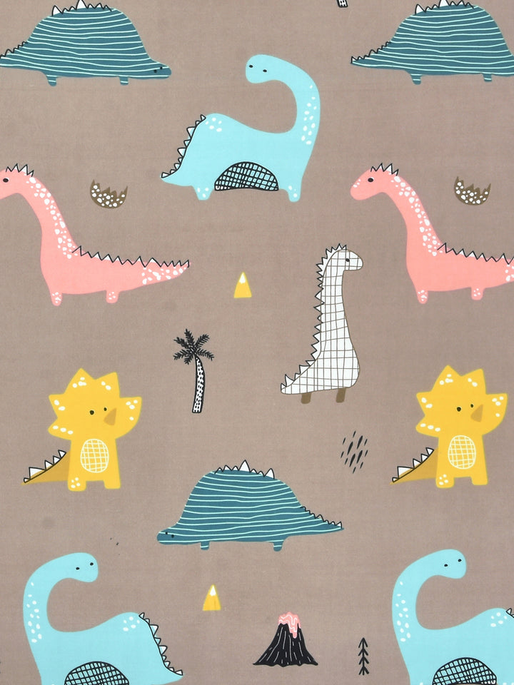 Micro Cotton 220TC Double Bed Bedsheet With 2 Pillow Covers; Peach & Blue Animals