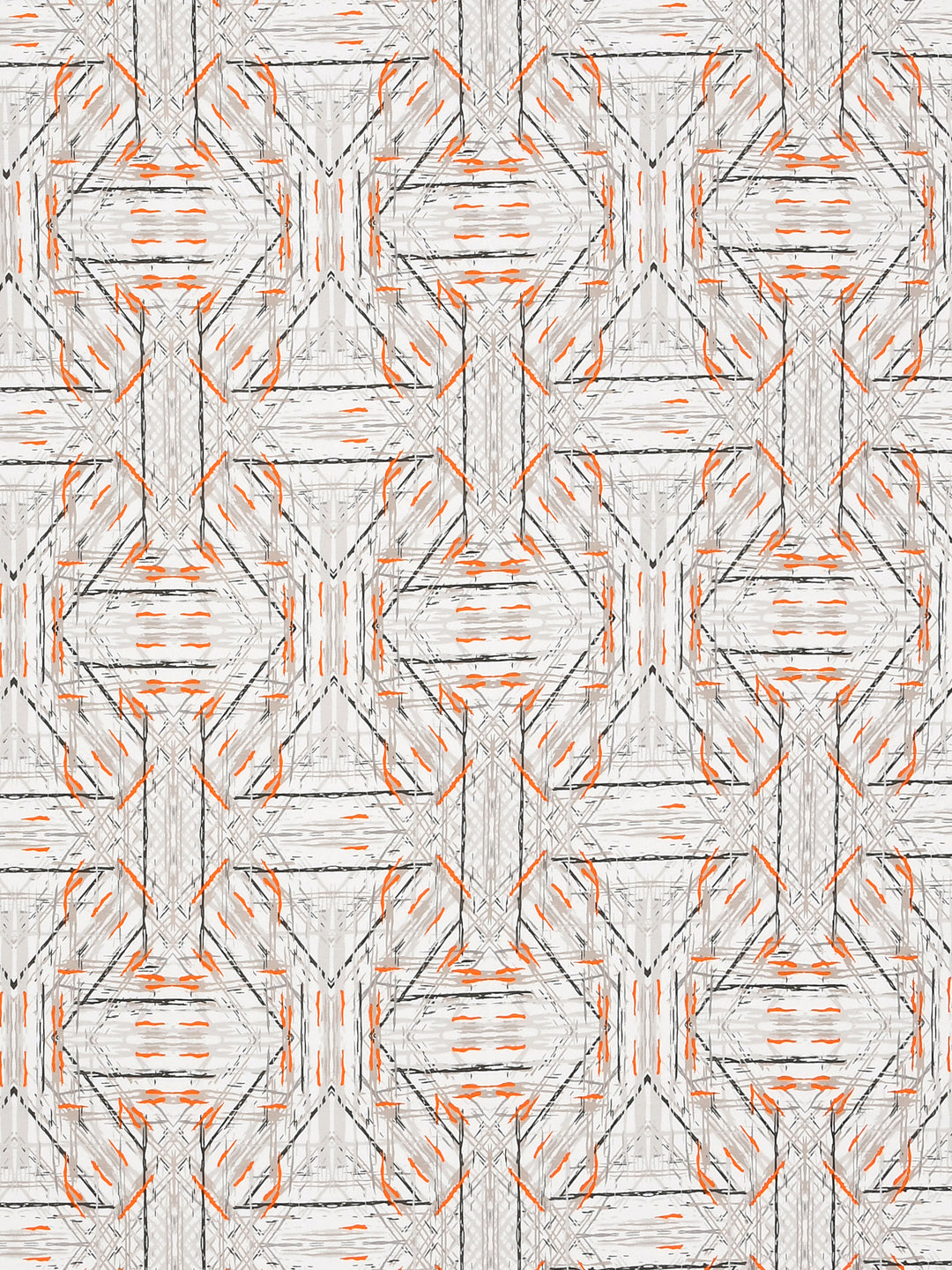 Cotton 180TC Double Bed Bedsheet With 2 Pillow Covers; Grey Orange Abstract
