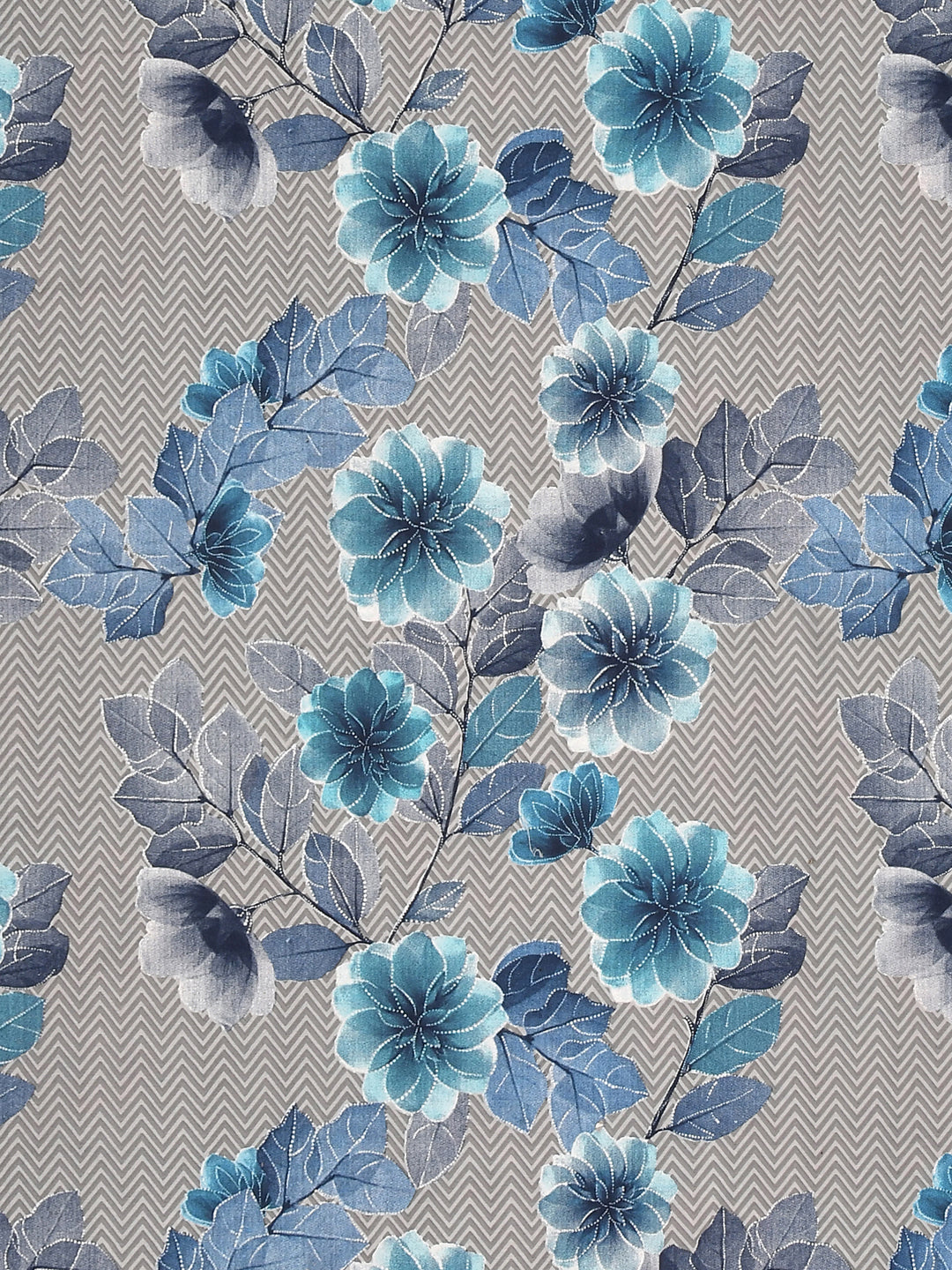 Cotton 180TC Double Bed Bedsheet With 2 Pillow Covers; Blue Flowers